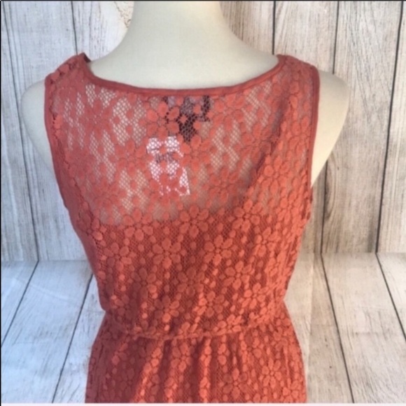 Dusty Coral color Lace look dress with sheath slip - Picture 7 of 7